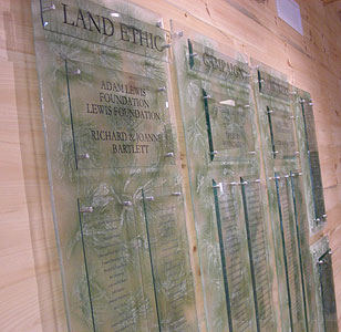Donor wall at Aldo Leopold Legacy Center.